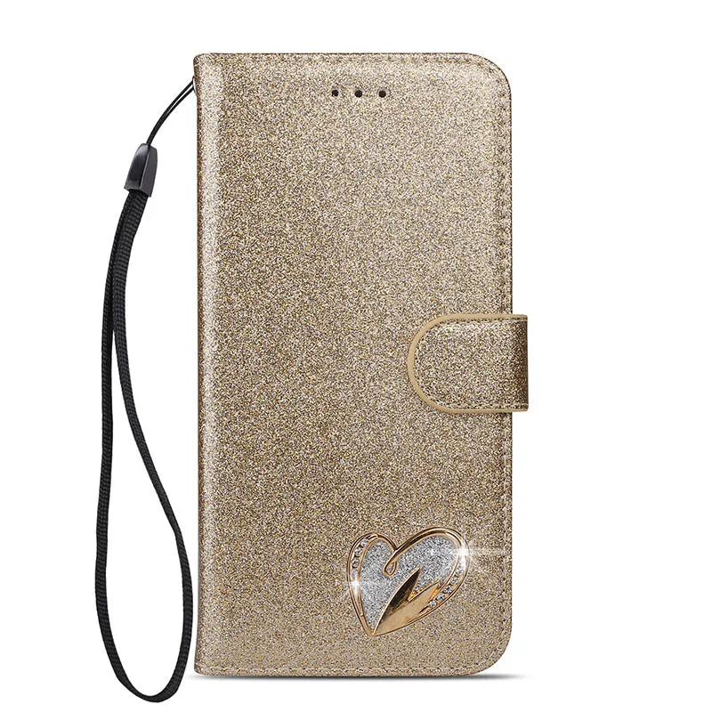 Wallet Glitter Clamshell High-end Case For iPhone