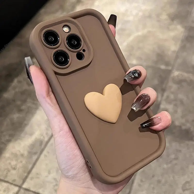 INS Cute Love Heart Silicone Case for iPhone