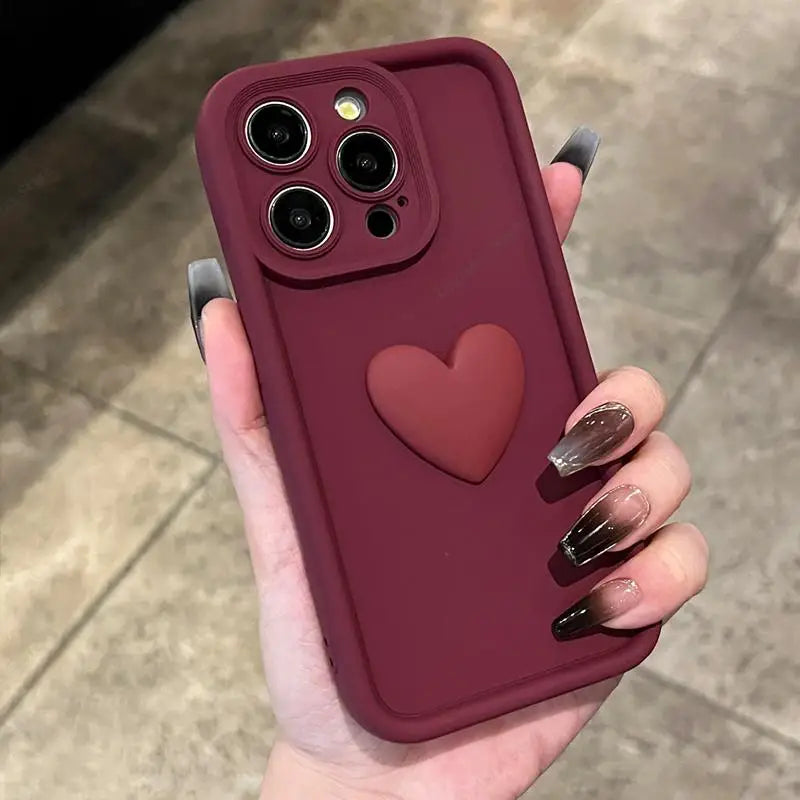 INS Cute Love Heart Silicone Case for iPhone