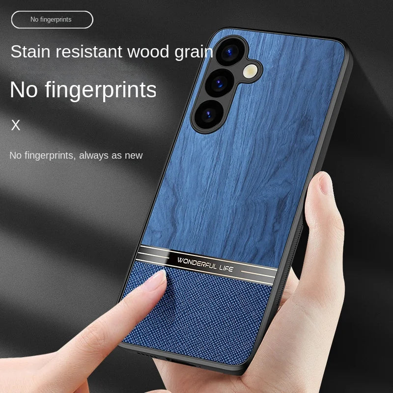 Imitation Wood Grain Leather Shockproof Case for Samsung