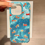 Blue Ocean Red Carp Vortex Pattern Phone Case For iPhone