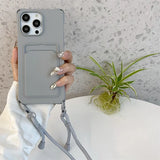 Lanyard Crossbody  Strap Card Slot Holder Cover For iPhone