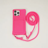 Lanyard Crossbody  Strap Card Slot Holder Cover For iPhone