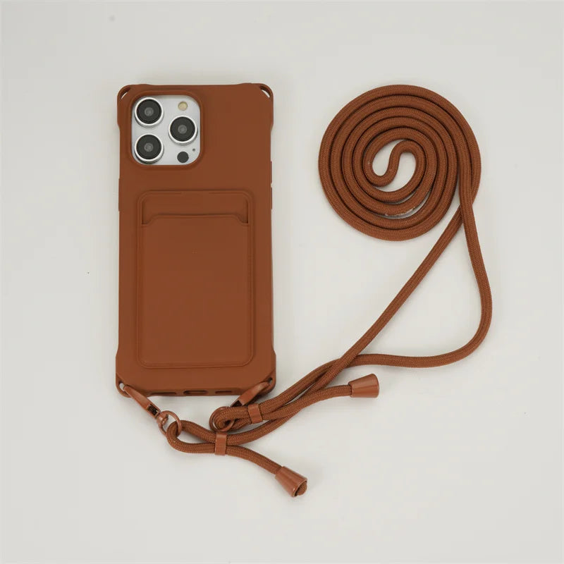 Lanyard Crossbody  Strap Card Slot Holder Cover For iPhone