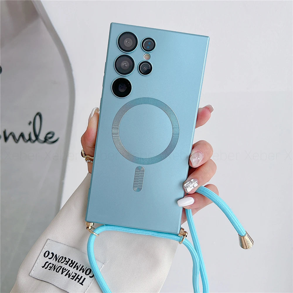 Lanyard Crossbody Magnetic Charging Case For Samsung