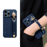 Leather Pattern Wrist Strap Case For iPhone