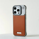 Leather Magnetic Borderless Lens Kickstand Case for iPhone