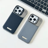 Leather Magnetic Borderless Lens Kickstand Case for iPhone