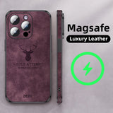 Magnetic Square Leather Shockproof deer Case For iPhone