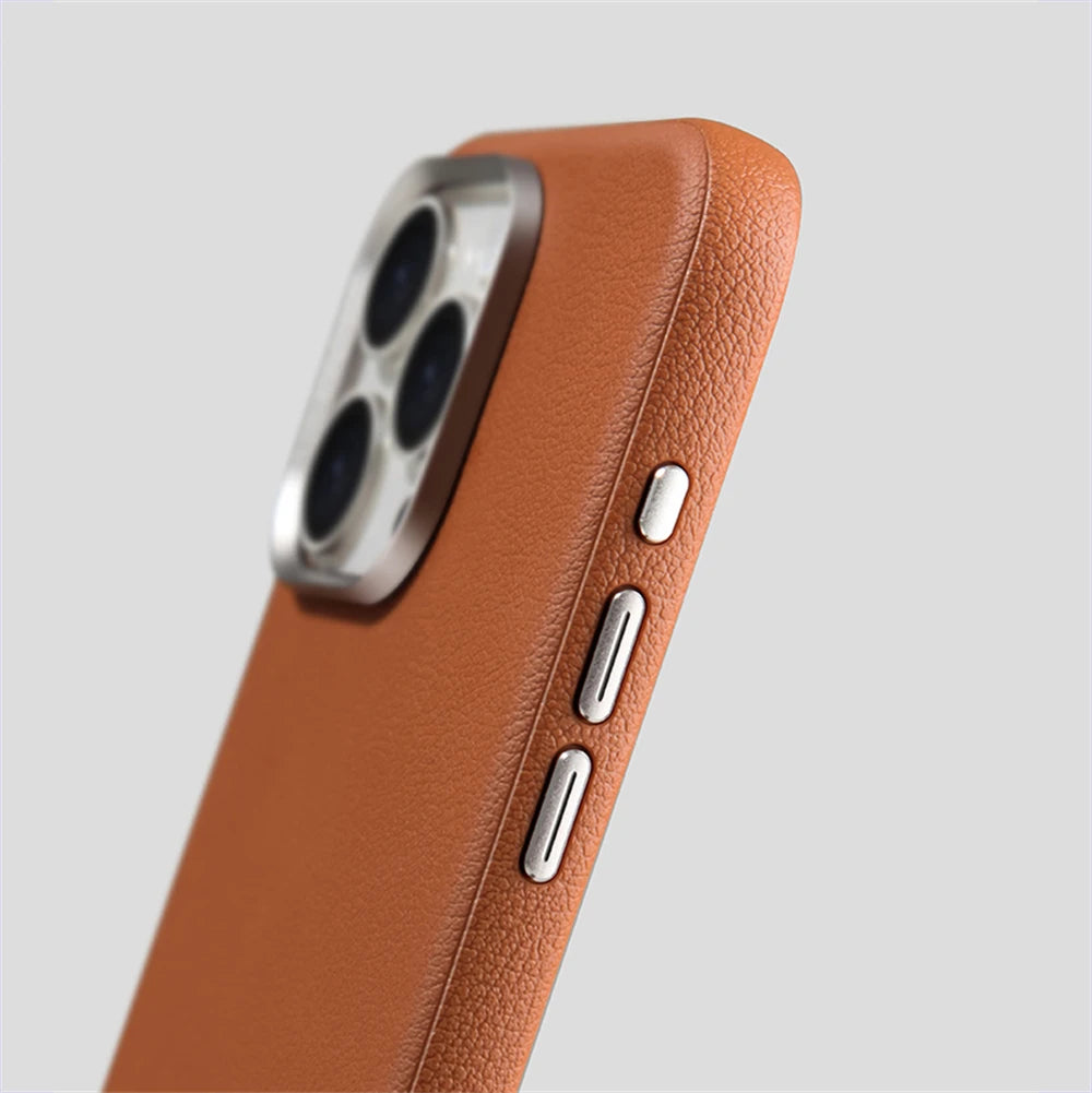 Luxury Business PU Leather For Magsafe Case For iPhone