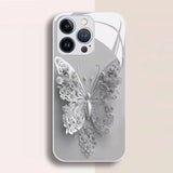 Luxury Butterfly Metallic Lacquer Glass Phone Case For iPhone