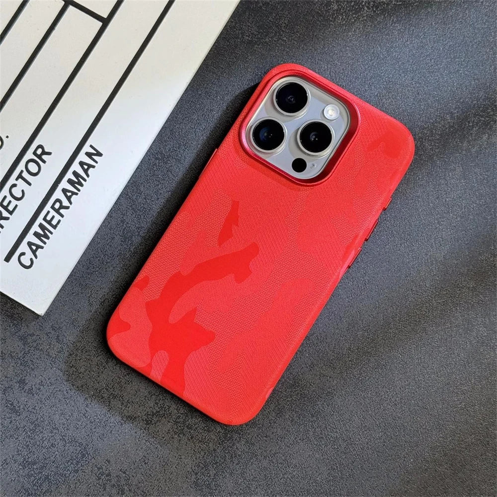 Luxury Camouflage Leather Magnetic Case For iPhone