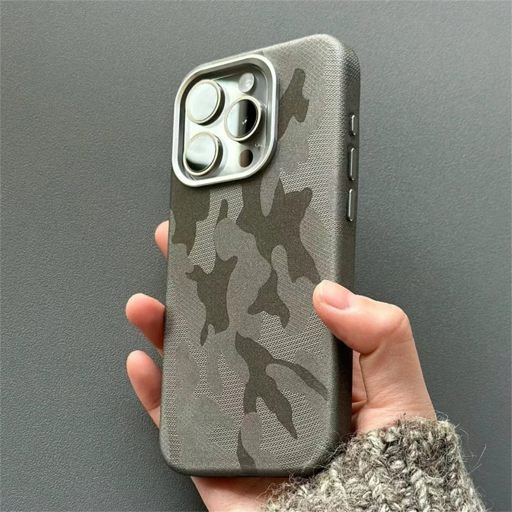 Luxury Camouflage Leather Magnetic Case For iPhone