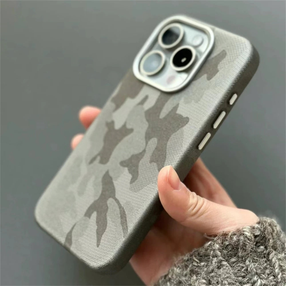 Luxury Camouflage Leather Magnetic Case For iPhone