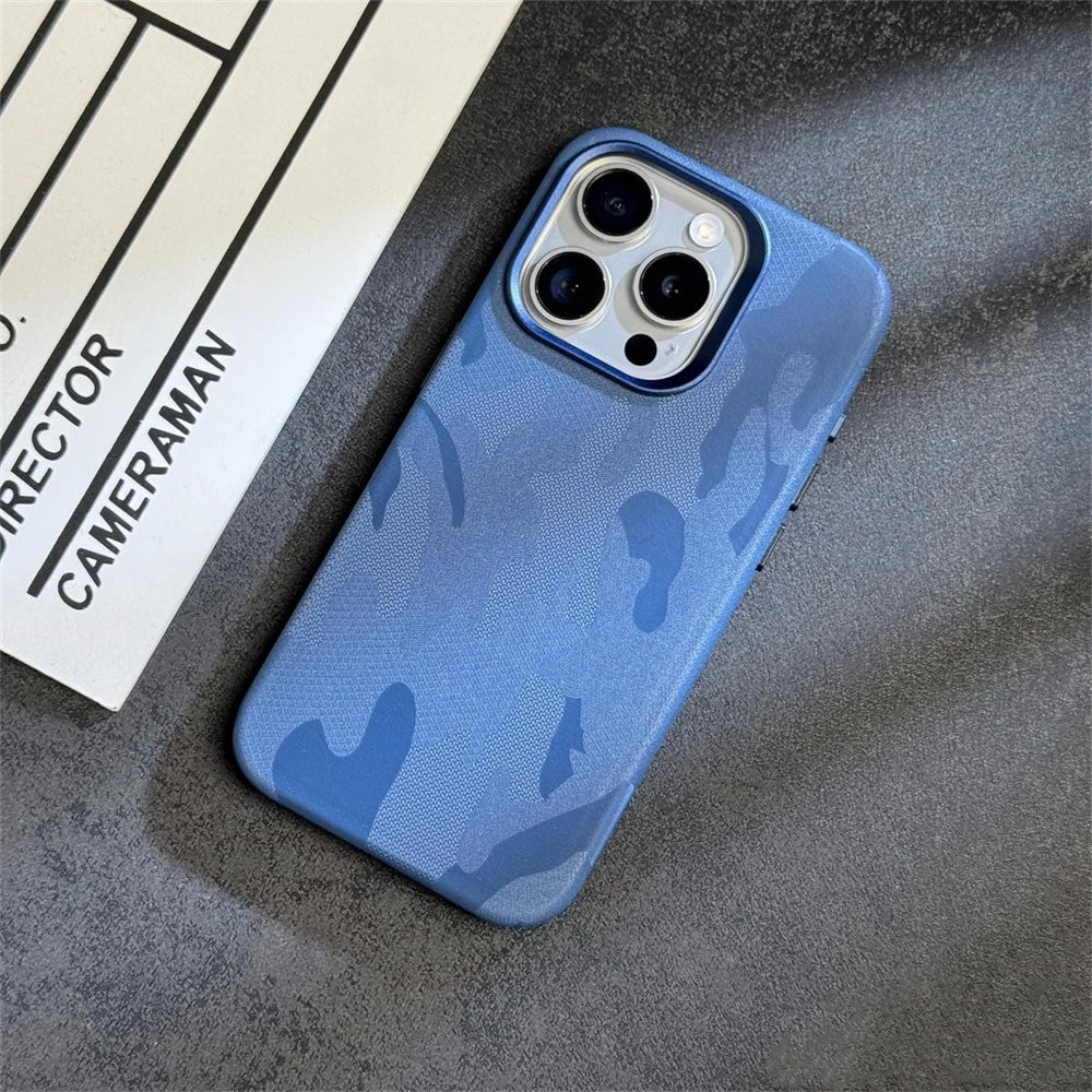 Luxury Camouflage Leather Magnetic Case For iPhone