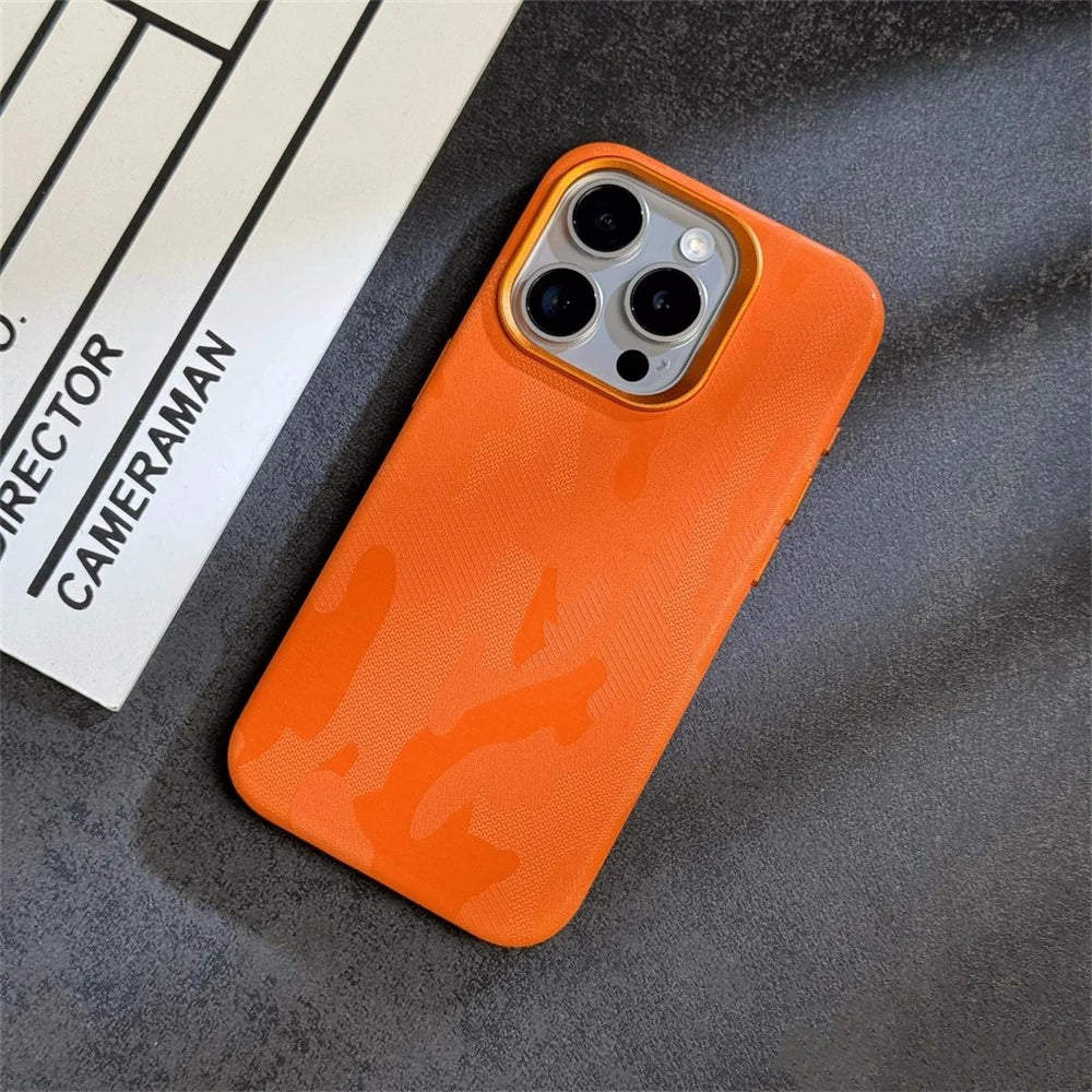 Luxury Camouflage Leather Magnetic Case For iPhone