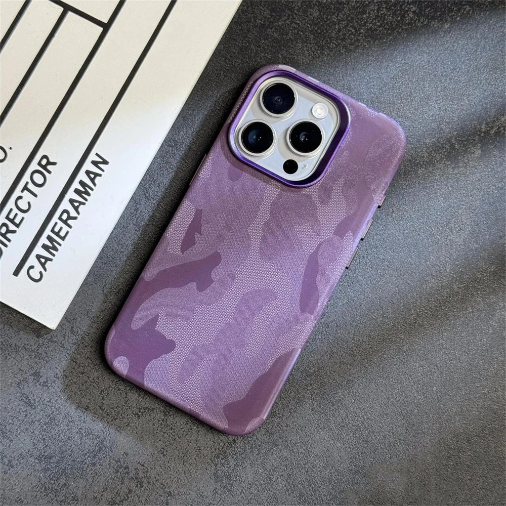 Luxury Camouflage Leather Magnetic Case For iPhone