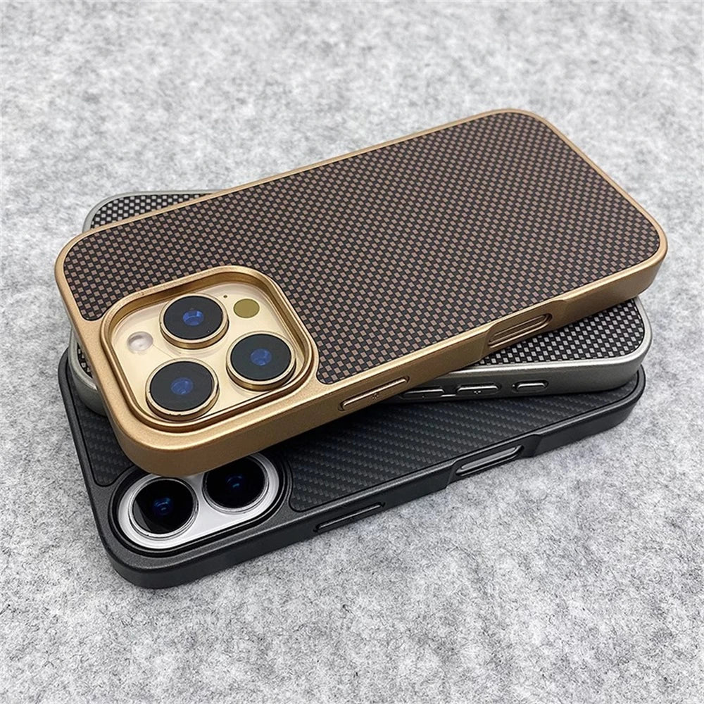 Luxury Carbon Fiber Pattern Simple Matte Case For iPhone