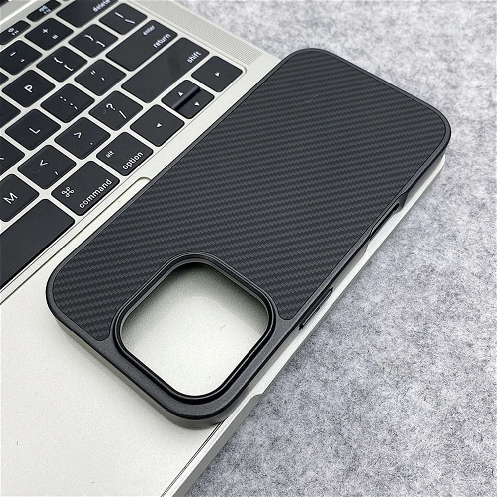 Luxury Carbon Fiber Pattern Simple Matte Case For iPhone