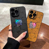 Luxury Cartoon Cats Laser Case for iPhone