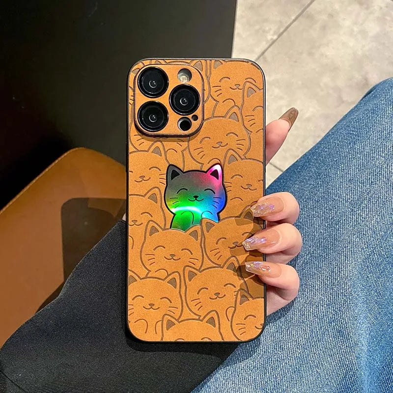 Luxury Cartoon Cats Laser Case for iPhone