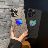 Luxury Cartoon Cats Laser Case for iPhone