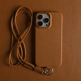 Cowhide Genuine Crossbody Lanyard Leather Case For iPhone