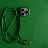 Cowhide Genuine Crossbody Lanyard Leather Case For iPhone