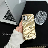 Luxury Curly 3D Wavy Golden Pattern Phone Case For iPhone