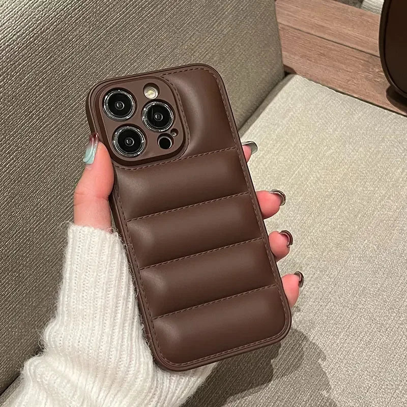 Luxury Down Jacket Fine Hole Silicon Case For iPhone