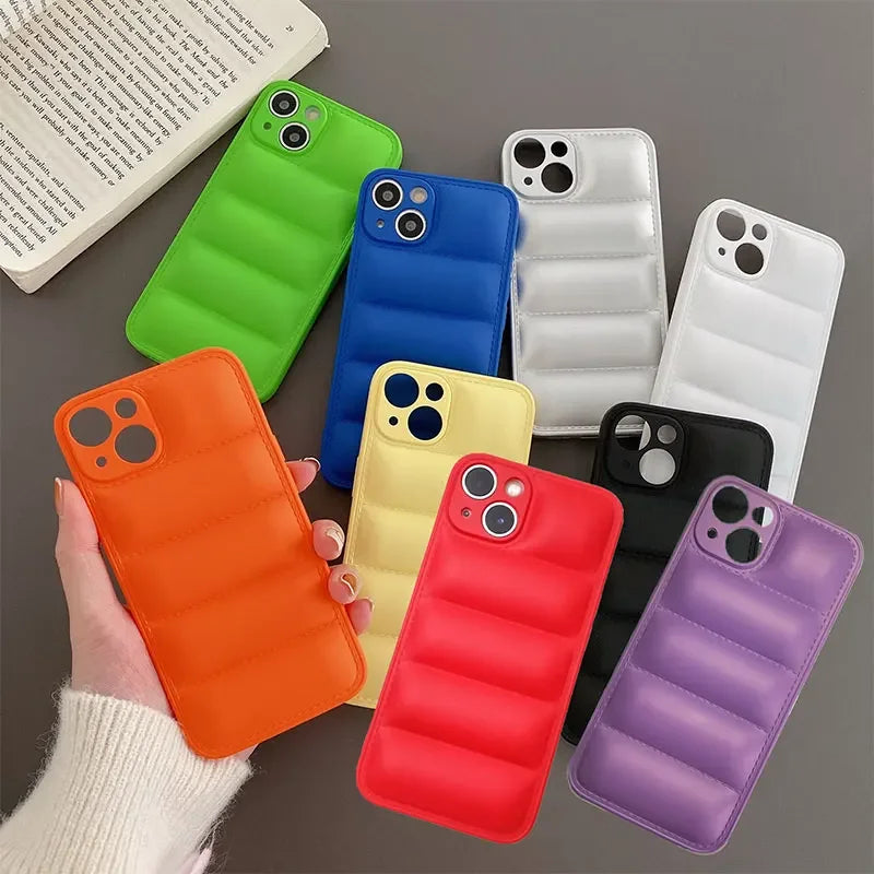 Luxury Down Jacket Fine Hole Silicon Case For iPhone