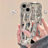 Luxury Electroplated Wavy Pattern With Heart Bracelet Phone Case For iPhone