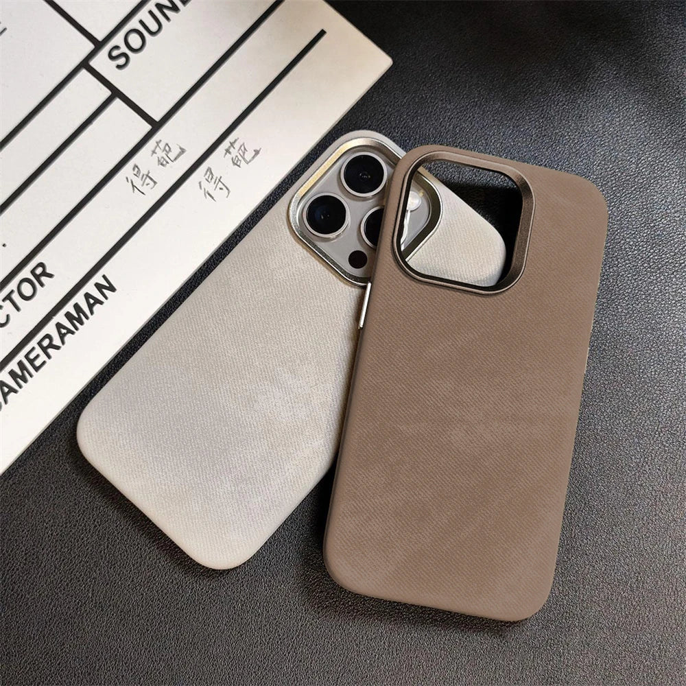 Luxury Magnetic Fiber Leather Case For iPhone