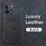 Luxury Leather Car Magnetic Holder Phone Case for iPhone