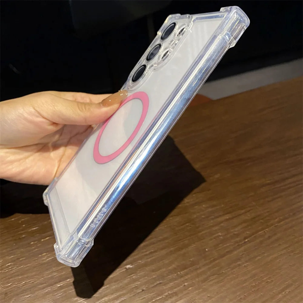 Luxury Magnetic Transparent Phone Case For Samsung