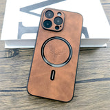 Luxury PU Leather Magnetic Wireless Charge Case For iPhone