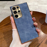 Luxury Plating Matte Suede Leather Case For Samsung