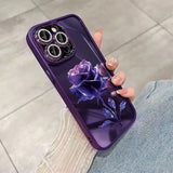 Luxury Purple Red Rose Transparent Phone Case For iPhone