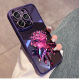 Luxury Purple Red Rose Transparent Phone Case For iPhone