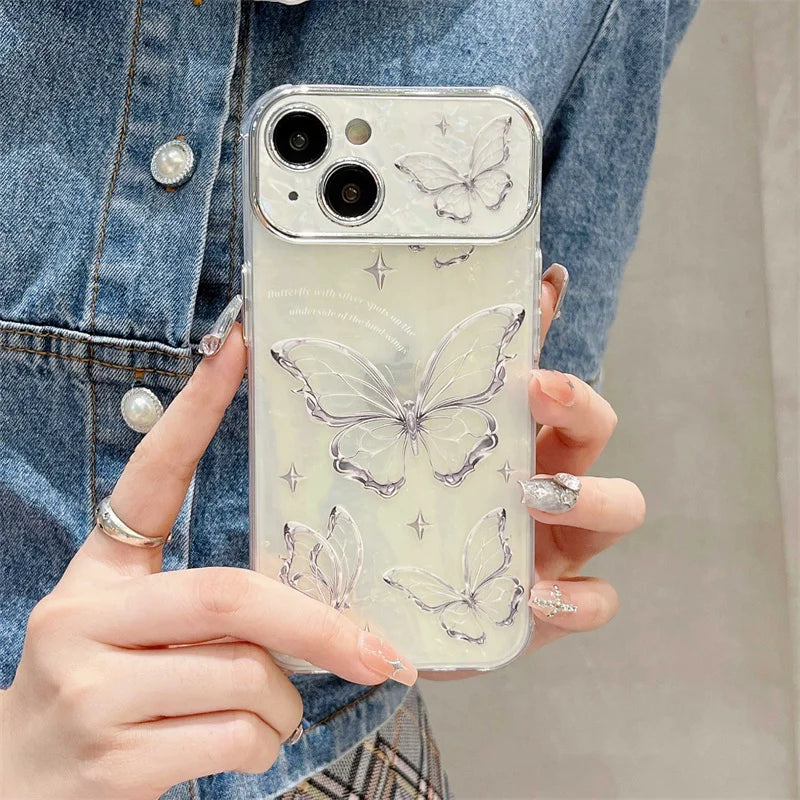 Luxury Silver Butterfly Phone Case For iPhone