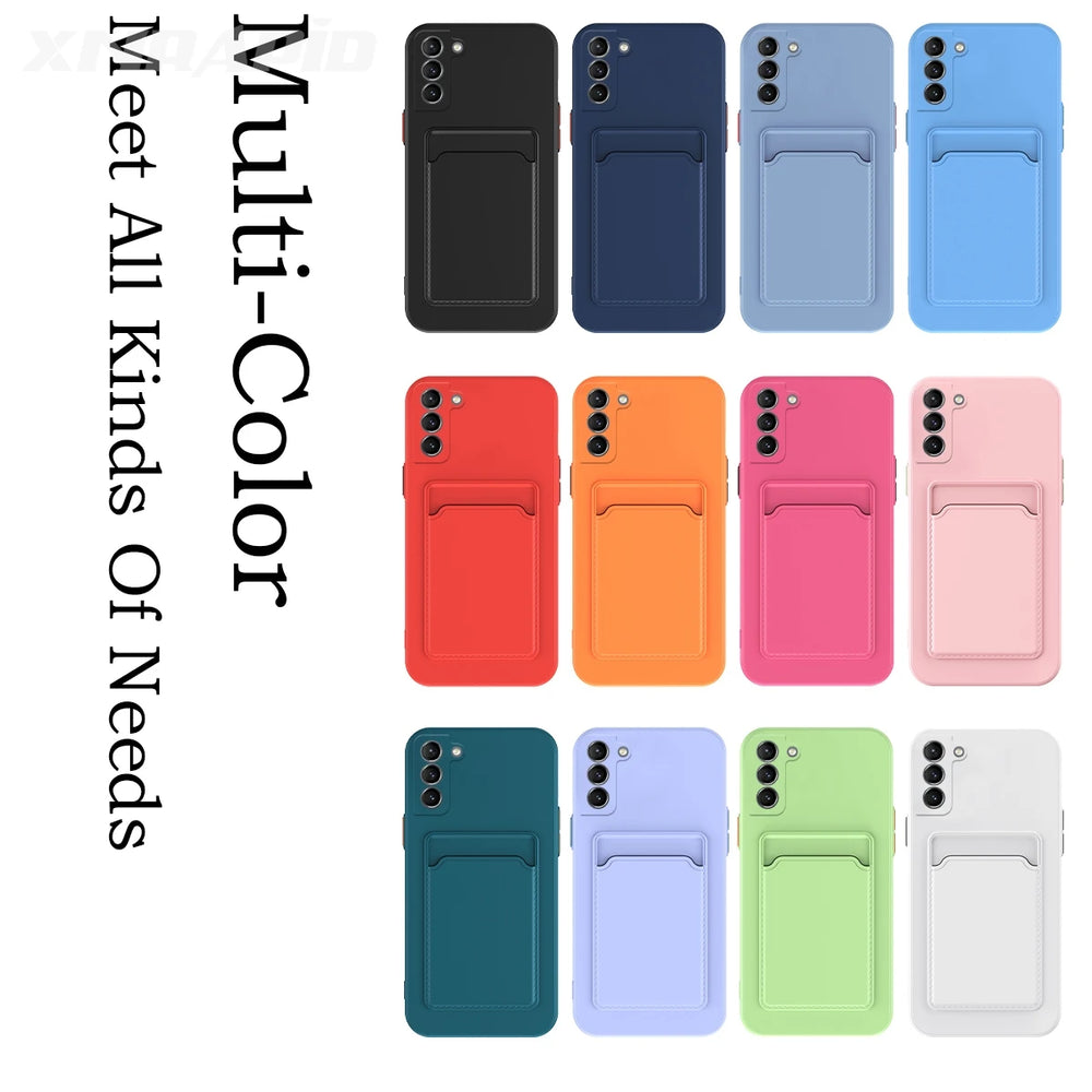 Luxury Soft Silicone Card Holder Slot Case For iPhone