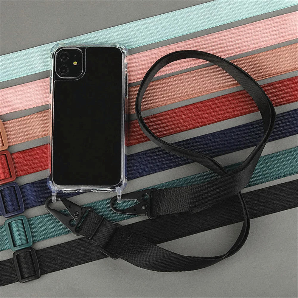 Luxury Transparent Crossbody Necklace With Lanyards Phone Case For iPhone