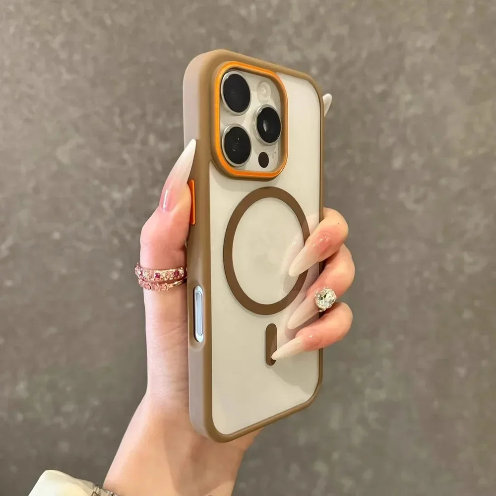 Luxury Transparent Hit Color Magnetic Case for iPhone