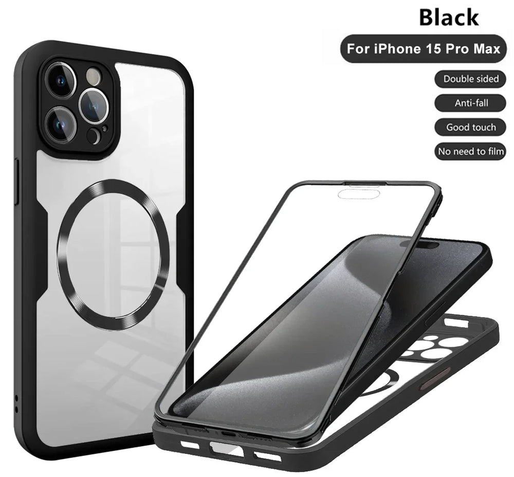 Magnetic 360 Front+Back Clear Case For iPhone