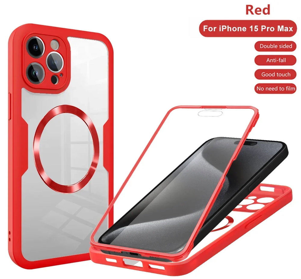 Magnetic 360 Front+Back Clear Case For iPhone