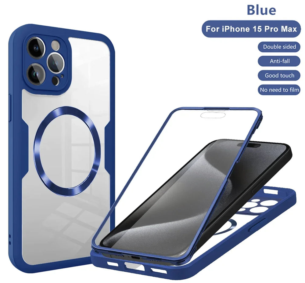 Magnetic 360 Front+Back Clear Case For iPhone