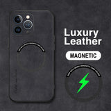 Luxury Leather For Magnetic Wireless Charge Case For iPhone