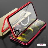 Magnetic Glass 360°  Full screen closed Metal Case For iPhone