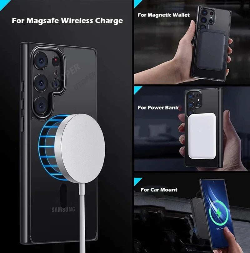 Magnetic Matte Translucent Shockproof Case For Samsung