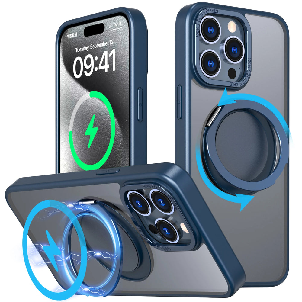 Magnetic Matte Rotating Stand Phone Case For iPhone